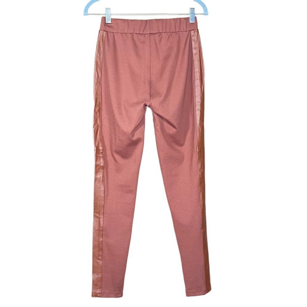 Iman Terracotta Colored Knit Leggings With Leather Trim Small NWT - Picture 6 of 10